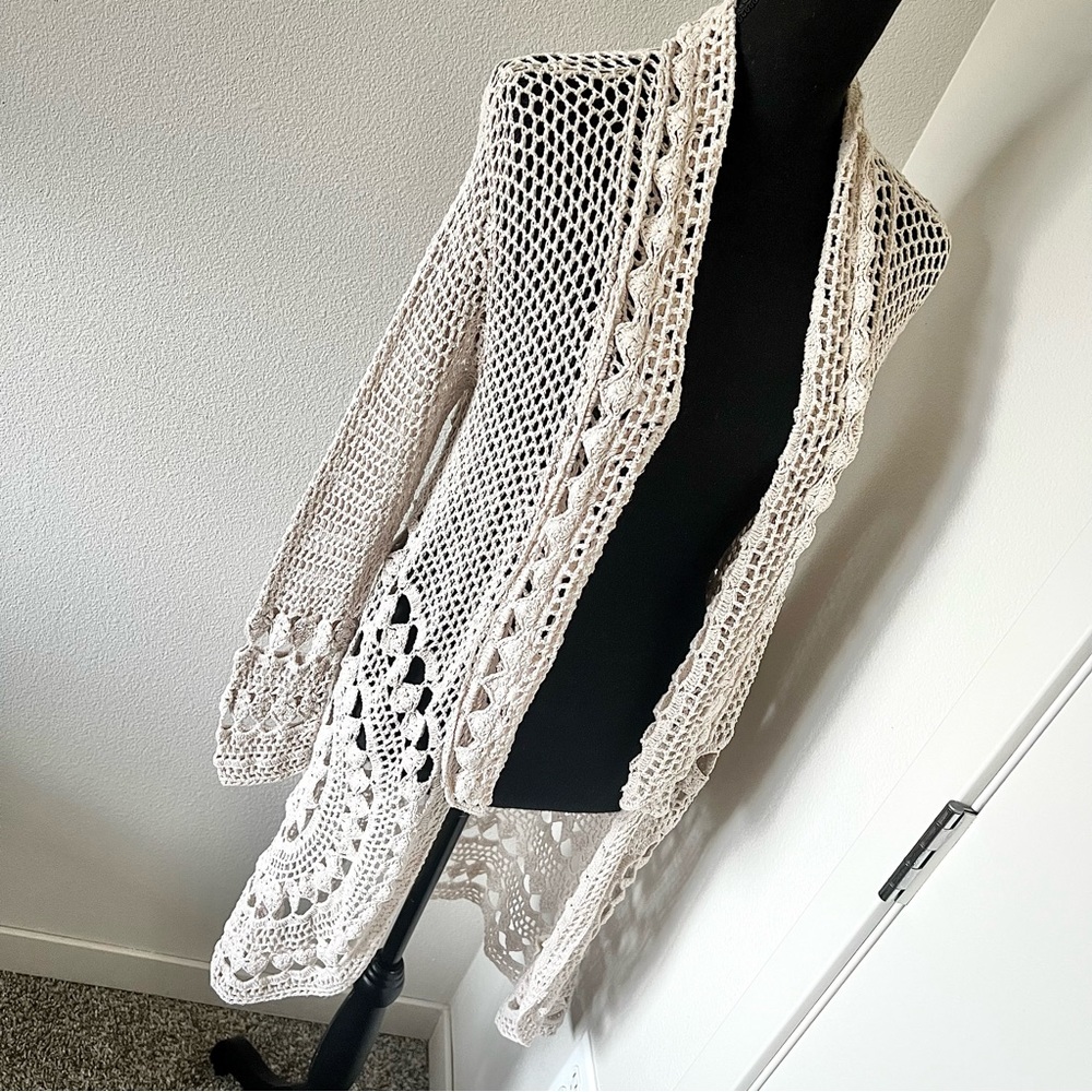EXC • Free People Harmony Crochet Cardigan in Cream • - Picture 8 of 10